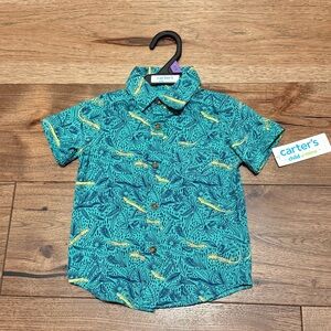 Carter's Kids Green and Yellow Jungle Print Shirt